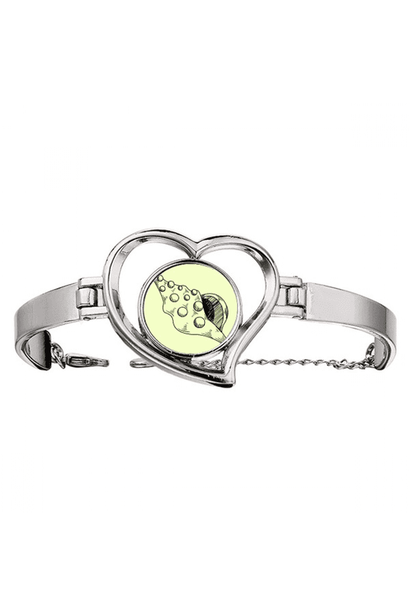 Hand Drawing Whelk Conch Shell Bracelet Heart Jewelry Wire Bangle