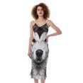 thumbnail image 1 of Hand Drawn Alaskan Malamute Print Slim Fit Midi Cami Dress, Dog Pet Lover Fashion Summer Maxi Sexy Casual Dress For Women, 1 of 4