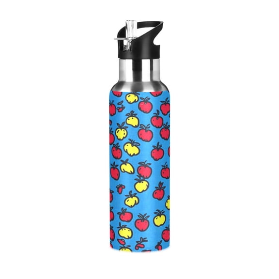 Hand Drawn Apples Pattern 600ml Double Walled Stainless Steel LeakProof Sports Bottle Thermo 8h