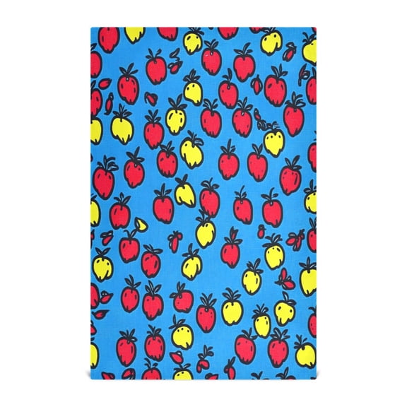 Hand Drawn Apples Pattern Decorative Waffle Towel Kitchen Dishcloth 28x18in Multi-Use Tea Towel