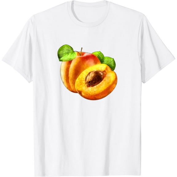 Hand Drawn Apricot Fruit T-Shirt100% pure cotton white short-sleeved T-shirts for men and women