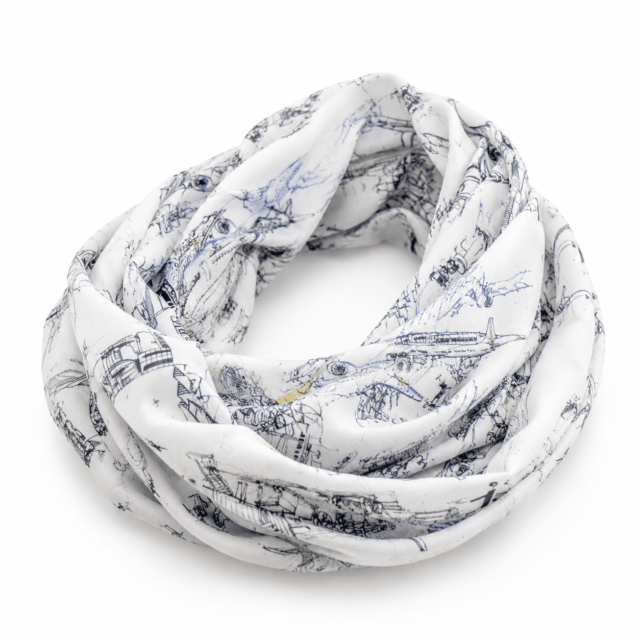 General Flash Accessory Hand-Drawn Aviation Theme Infinity Scarf, Pilot Flight Attendant ...
