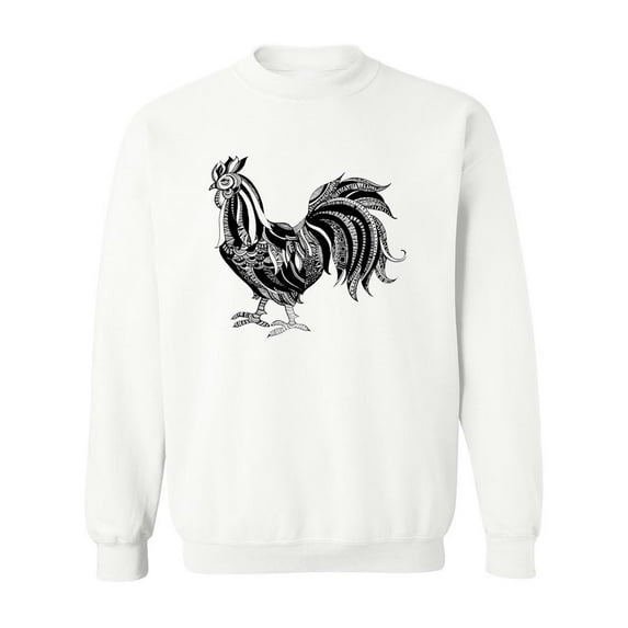 Hand Drawn B / W Rooster. Sweatshirt Men -Image by Shutterstock, Male x-Large