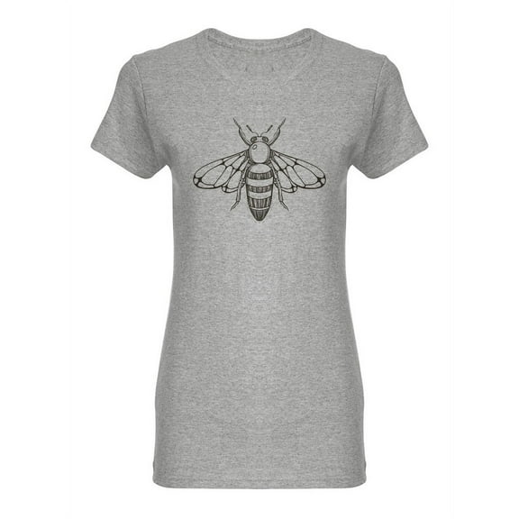Hand Drawn Bee Sketch Shaped T-Shirt Women -Image by Shutterstock, Female Small