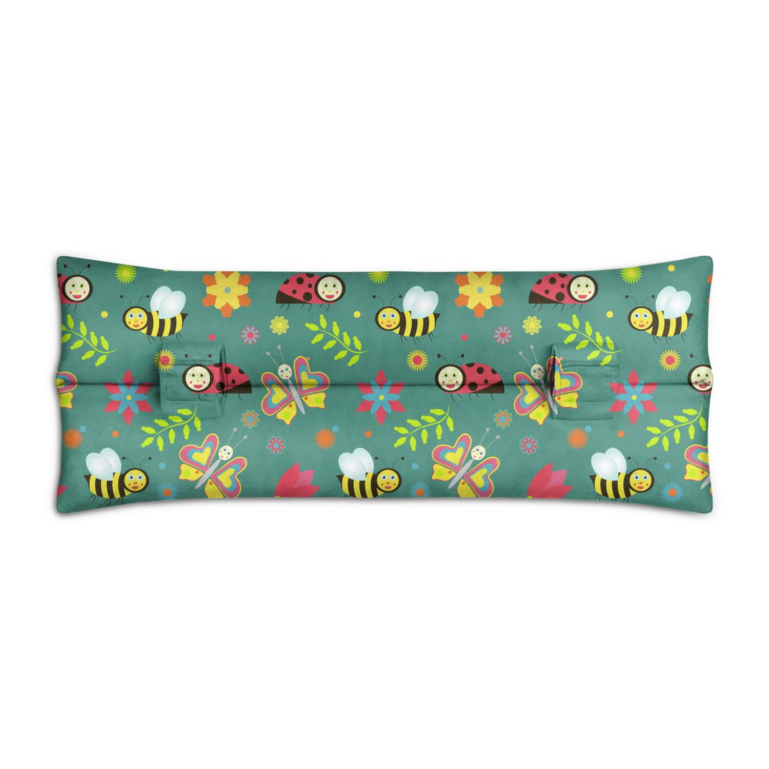 Hand-Drawn Bee and Wildflower Seatbelt Cushion for Women After Surgery - Mastectomy Heart Surgery Recovery Pillow with Honeycomb Design - Soft Floral Support Pad