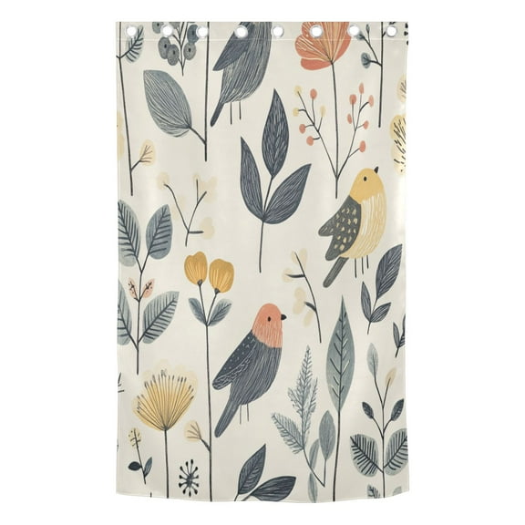 Hand Drawn Bird Thermal Insulated Blackout Curtain 84x52in Sun Blocking for Bathroom, Bedroom, Living Room