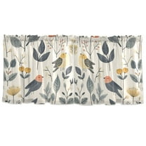 Hand Drawn Bird Tier Curtains for Kitchen 57x24 Inch Semi Sheer Light Filtering Half Window Curtains 2 Panels