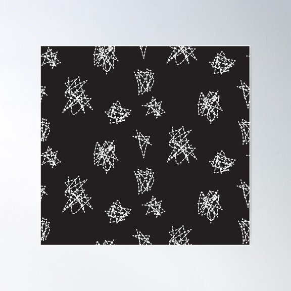 Hand-Drawn Black And White Zigzag Pattern Poster Wall Art, Modern Wall Decor For Living Room Bedroom, 24x24 UNFRAMED