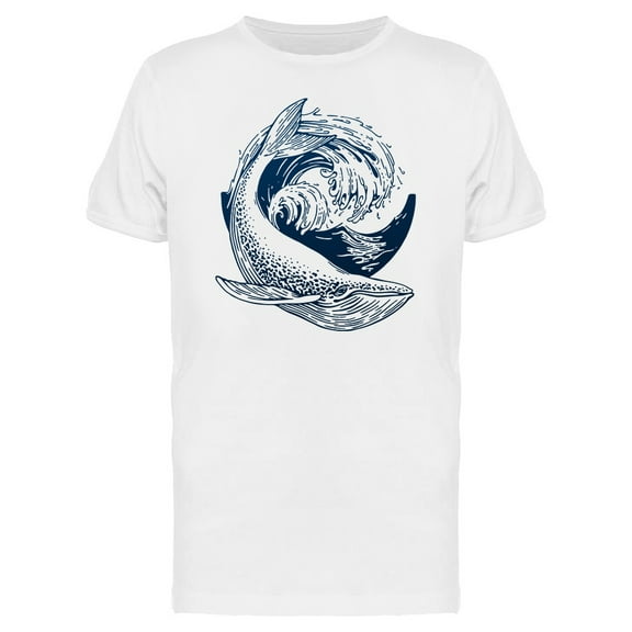 Hand Drawn Blue Whale T-Shirt Men -Image by Shutterstock, Male Small