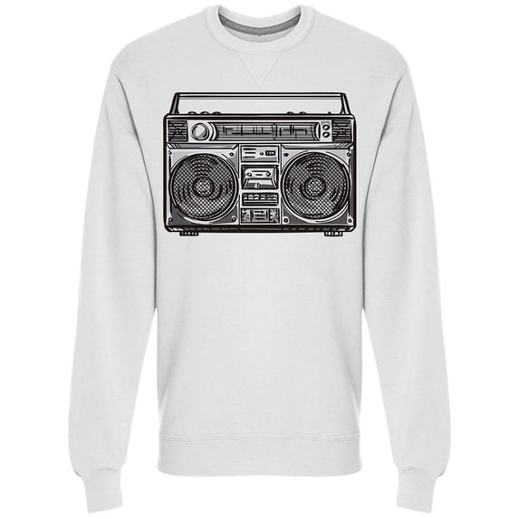 Hand Drawn Boombox Sweatshirt Men -Image by Shutterstock, Male Large