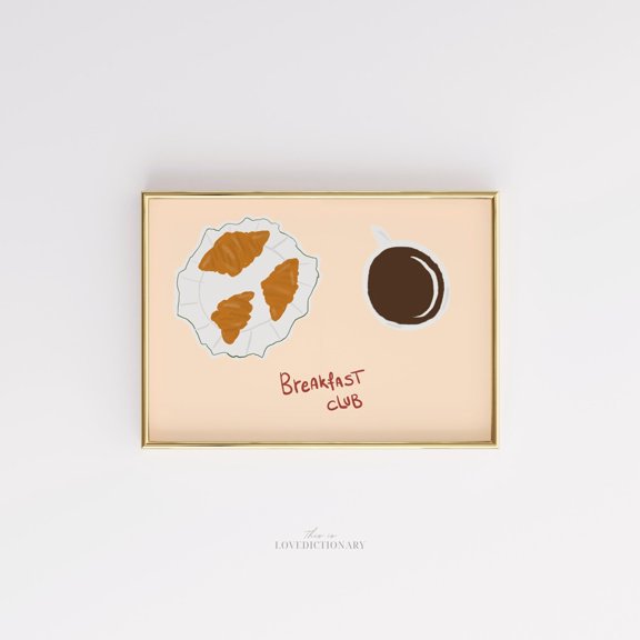 Hand Drawn Breakfast Club Kitchen Coffee Art Modern Decor
