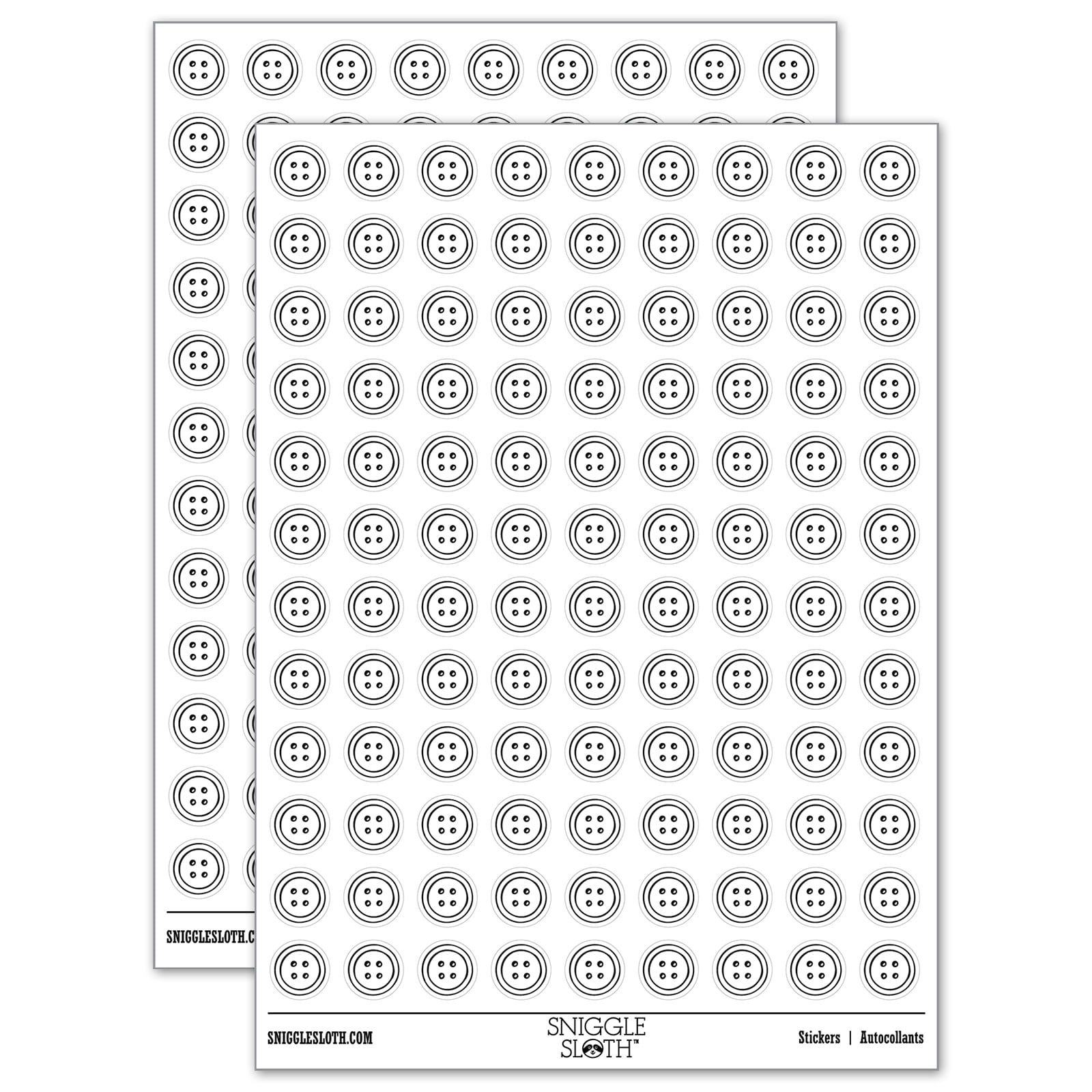 Hand Drawn Button Four Holes Sew Sewing 200+ Round Stickers - White ...