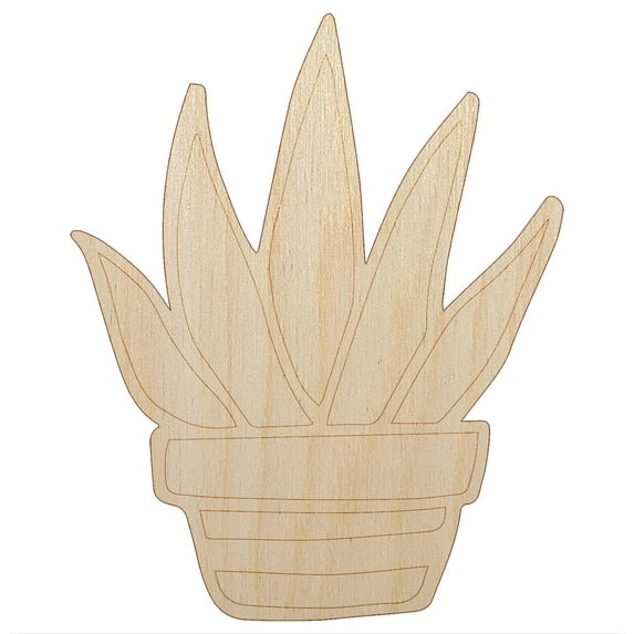 Hand Drawn Cactus Succulent Doodle Wood Shape Unfinished Piece Cutout Craft DIY Projects - 6.25 Inch Size - 1/8 Inch Thick