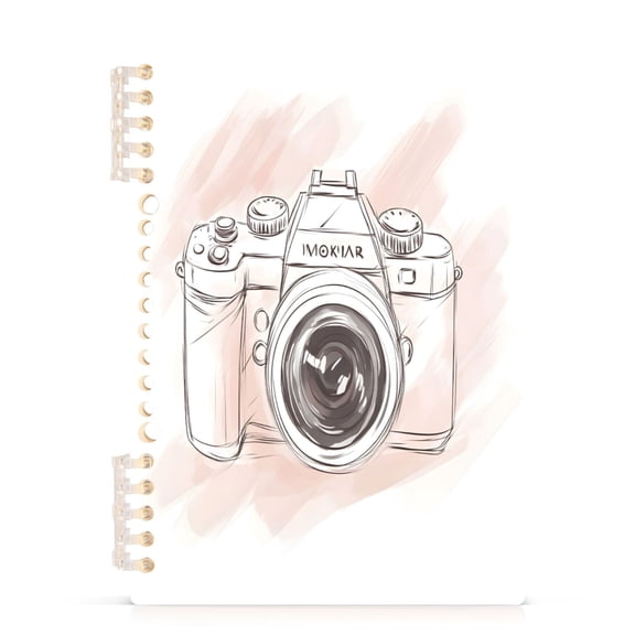 Hand Drawn Camera A5 8.3x5.7in PP Notebook, Adjustable Rings, 60 Sheets, Diary or Journey Note