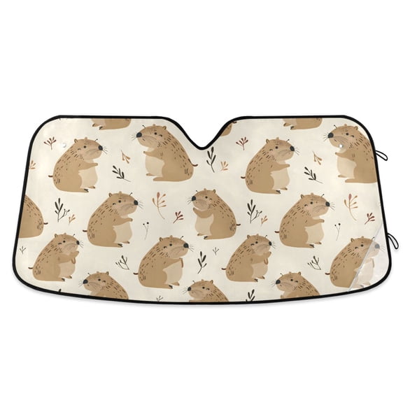 Hand Drawn Capybaras Car Windshield Sun Shade Foldable Car Front Window Visor Heat and UV Protection 53x23.5