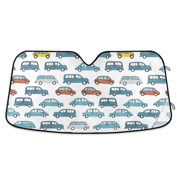 Hand Drawn Cars Car Windshield Sun Shade Foldable Car Front Window Visor Heat and UV Protection 53x23.5