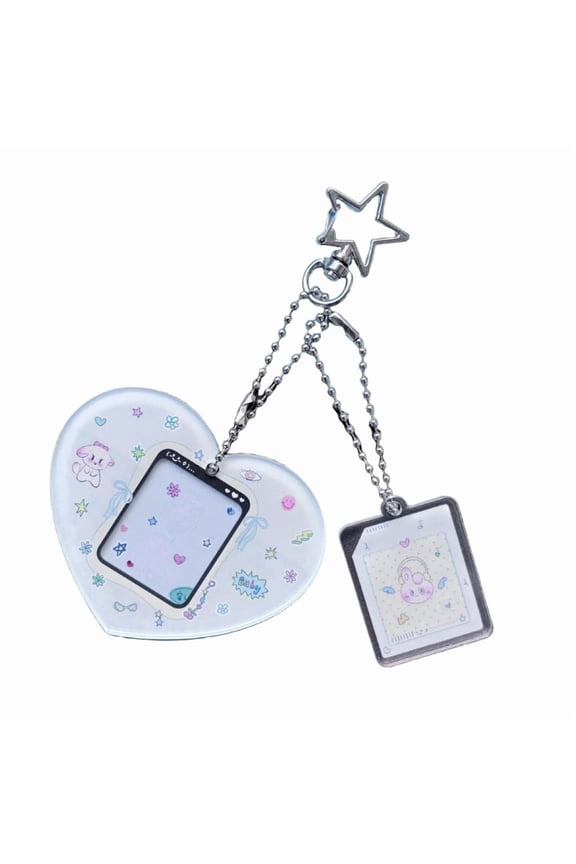 Hand Drawn Cartoon Acrylic ID Card Holder Keychain Cartoon Acrylic Key Rings For Kpop Fans And Fashion Accessories