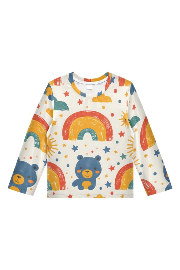 Hand Drawn Cartoon Pattern Boys' Rash Guard Shirts UPF 50 Plus Sun Protection Short Sleeve Swim Tees 3T