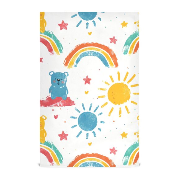 Hand Drawn Cartoon Pattern Kitchen Towels Waffle Weave Decorative Tea Towels Multi Use Dishcloths 28x18in