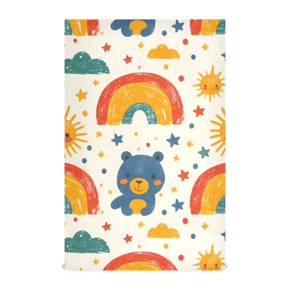 Hand Drawn Cartoon Pattern Kitchen Towels Waffle Weave Decorative Tea Towels Multi Use Dishcloths 28x18in