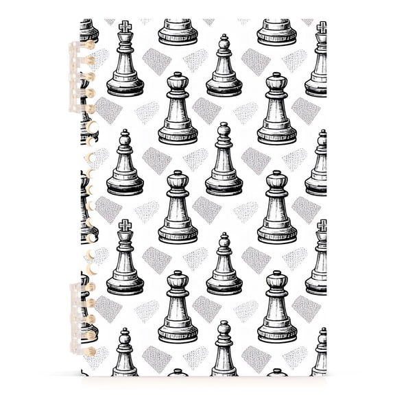 Hand Drawn Chess Pieces Notebooks 1-subject Journal 60 Sheets A5 College Ruled Paper Detachable Ring 8.3"x5.7"
