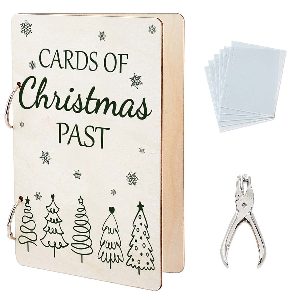 Hand Drawn Christmas Tree Greeting Card Organizer Cards of Past Postcard  Binder Wooden Cards Keeper Storage Christmas Gifts 2-Rings Photo Album -  Walmart.com