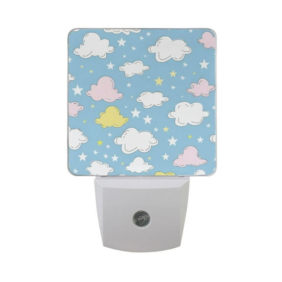 Hand Drawn Cloud Star Night Light 2 Pack LED Nightlight Plug into Wall Dusk to Dawn Sensor Soft White