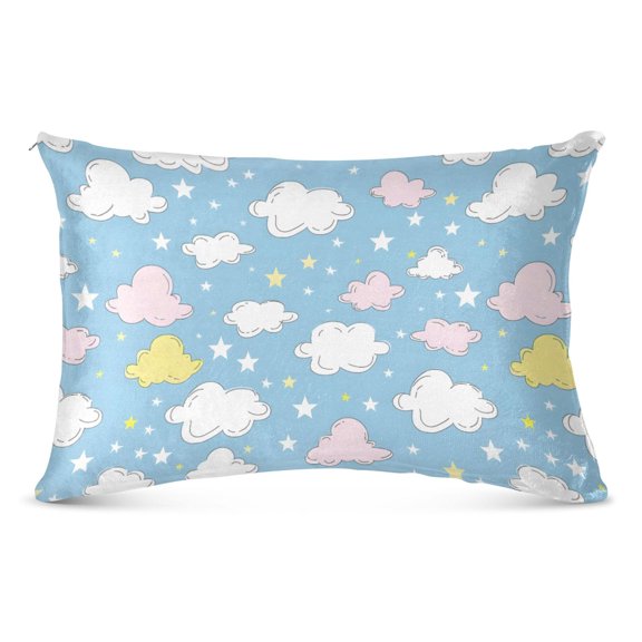 Hand Drawn Cloud Star Plush Pillow Cases Queen Size Ultra Soft Warm Pillowcases with Zipper 20"x30"