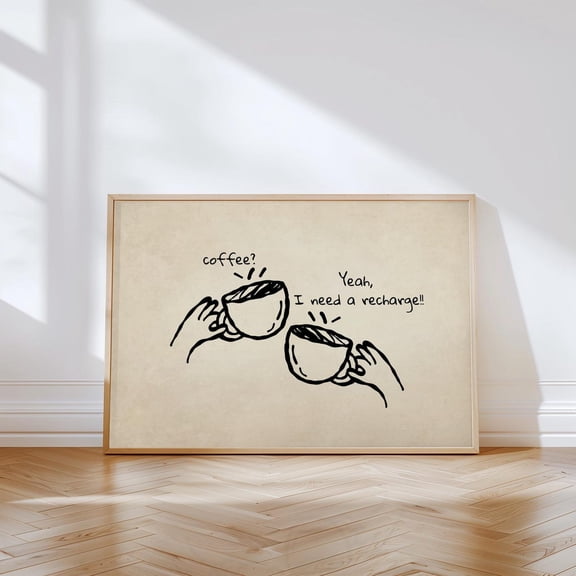Hand Drawn Coffee Kitchen Cafe Unframed Paper Print