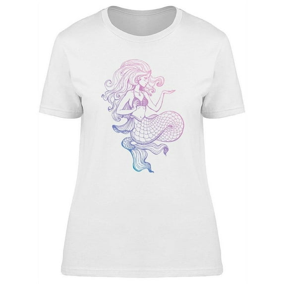 Hand Drawn Colored Mermaid T-Shirt Women -Image by Shutterstock, Female 3X-Large