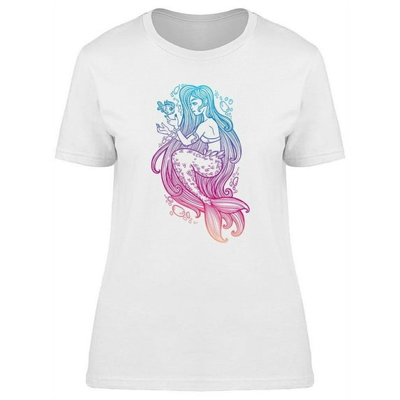 Hand Drawn Colorful Mermaid T-Shirt Women -Image by Shutterstock, Female x-Large