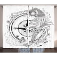 thumbnail image 1 of Ambesonne Hand Drawn Curtains 2 Panel Set, Seahorse Compass, 108" x 90", Black White, 1 of 3