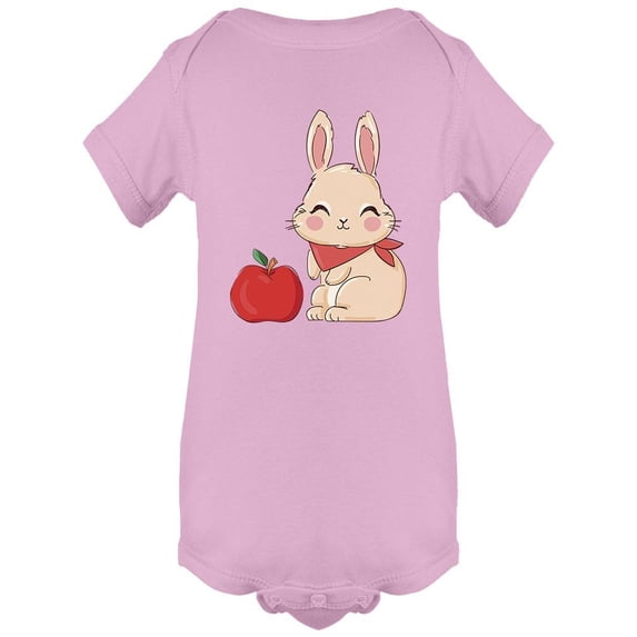 Hand Drawn Cute Bunny And Apple Bodysuit Infant -Image by Shutterstock, 24 Months