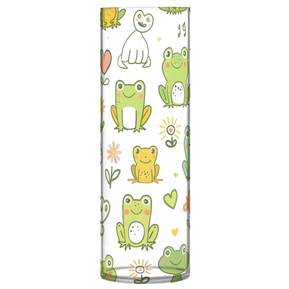 Hand Drawn Cute Frog Vase Flower Vase Clear Unbreakable Plastic Tall Decorative 11.8in