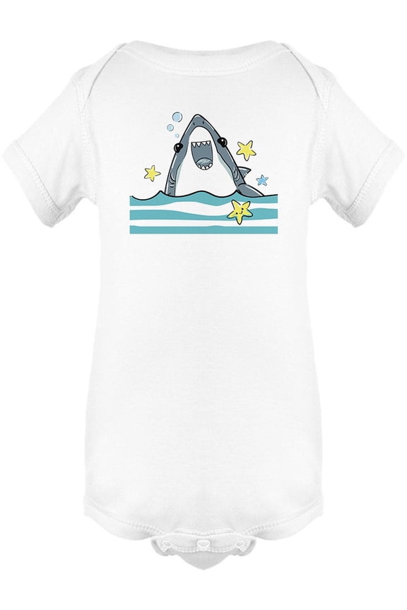 Hand Drawn Cute Shark Bodysuit Infant -Image by Shutterstock, Newborn