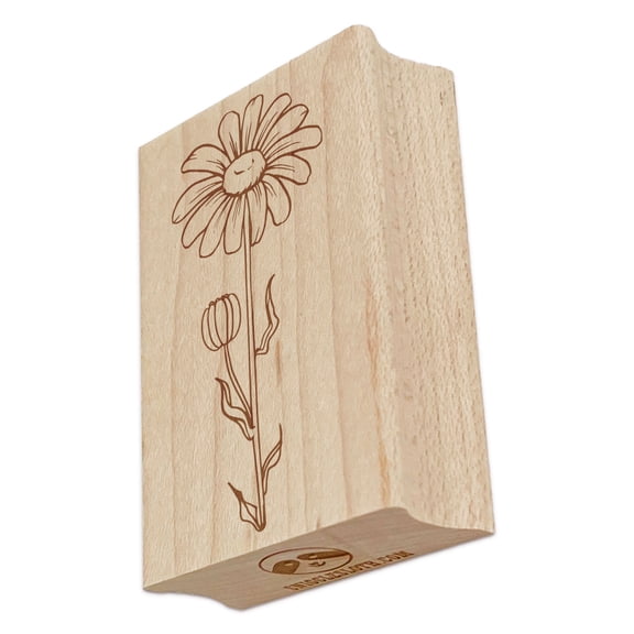 Hand Drawn Daisy Flower Rectangle Rubber Stamp Stamping Scrapbooking Crafting - Large 2.5in