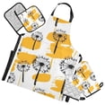 thumbnail image 1 of Hand Drawn Dandelions Flower 5 Pcs Kitchen Set Heat Resistant Oven Mitts and Non-Slip Pot Holders with Adjustable Cooking Apron, 1 of 6