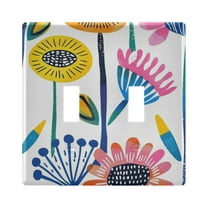 Hand Drawn Dandelions Flowers Light Switch Plate Covers 2 Gang Wall Plate Plastics Outlet Covers for Kitchen Home Office Decor