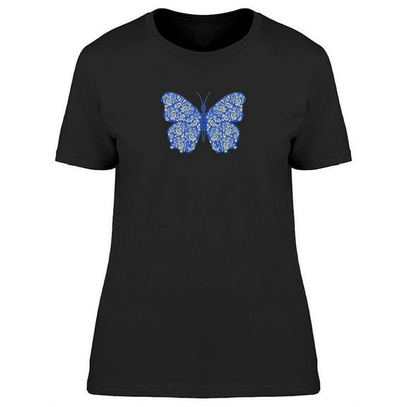 Hand Drawn Decorated Butterfly T-Shirt Women -Image by Shutterstock, Female Large