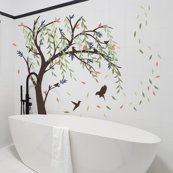 Hand Drawn Dense Trees Wall Stickers • Decorative Glass Window Cling Decals • Removable Home Decor Film • Easy Peel Stick Design For Any Room