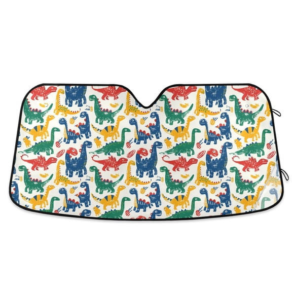 Hand Drawn Dinosaurs Car Windshield Sun Shade Foldable Car Front Window Visor Heat and UV Protection 53x23.5