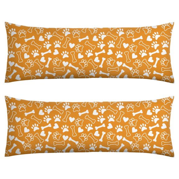 Hand-Drawn Dog Graphic Body Pillow Cover 20x54 - Invisible Zipper Closure - Dog Lover Gift