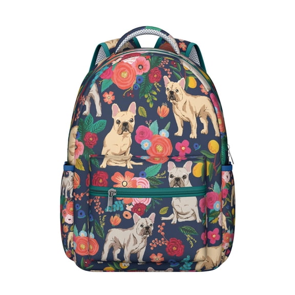 Hand-Drawn Dog Graphic School Bag with Vintage Canine Illustrations, Perfect for Pet Lovers, Lightweight and Durable
