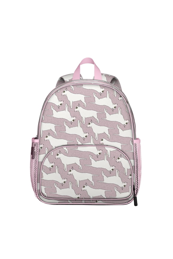 Hand-Drawn Dog Graphic Student Backpack – Playful Puppy Paw Print with Bone and Tail Cartoon Design, Artistic Watercolor Style for School