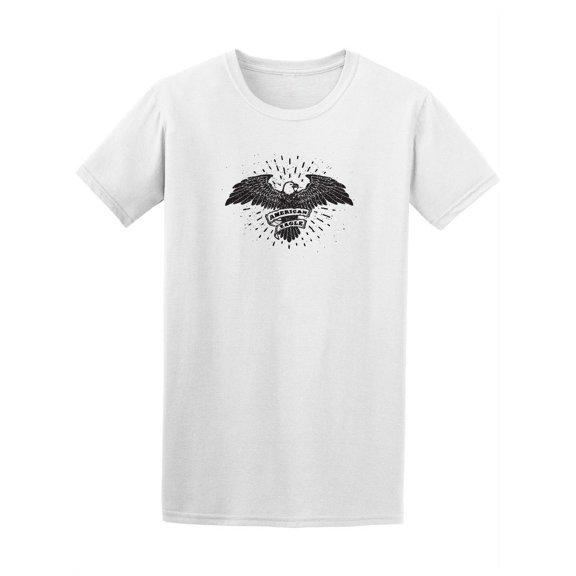 Hand Drawn Eagle With Ribbon Tee Men's - Men T-Shirt, Xtra Large