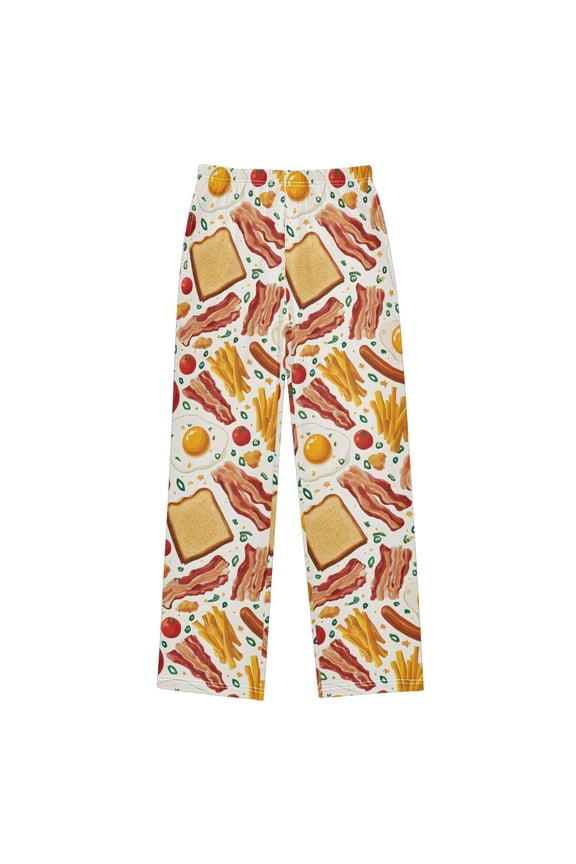 Hand Drawn Egg Toast Pattern Pajama Pants Soft Lightweight Lounge Pants Bottoms Sleep Pants Warm Comfy