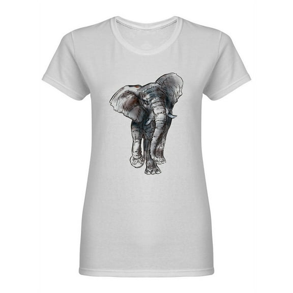 Hand Drawn Elephant Design Shaped T-Shirt Women -Image by Shutterstock, Female Small