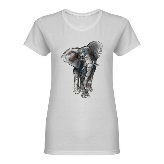 Hand Drawn Elephant Design Shaped T-Shirt Women -Image by Shutterstock, Female x-Large
