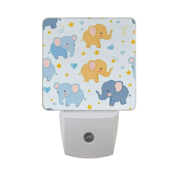 Hand Drawn Elephant Star Night Light 2 Pack LED Nightlight Plug into Wall Dusk to Dawn Sensor Soft White