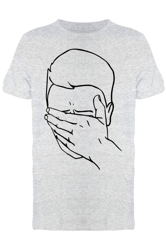 Hand Drawn Face Palmed Guy T-Shirt Men -Image by Shutterstock, Male Large